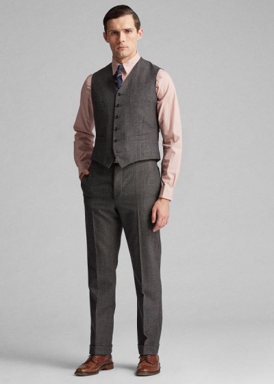 Men's Ralph Lauren Wool Herringbone Vests | 682430BNW